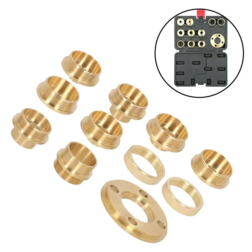 11Pcs X Brass Template Router Guides Kit With Lock Nut Adapter Router Accessory Woodwork Tool Machine Wood Trimmer Accessories