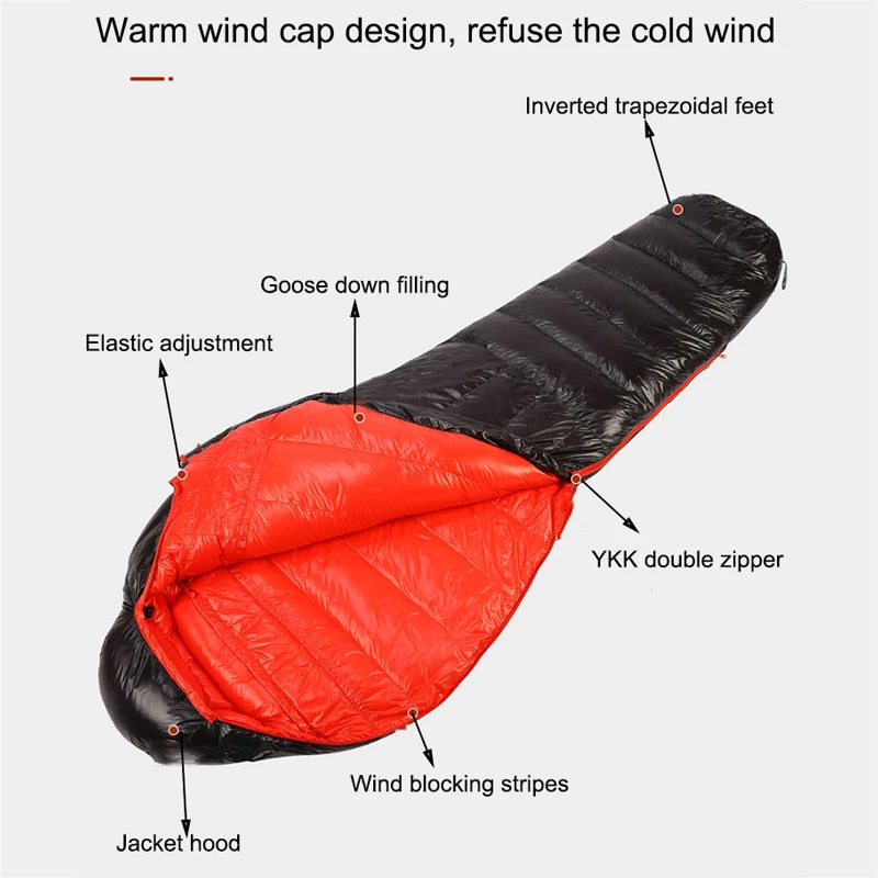 Imagem -04 - Outdoor Camping Bolsa de Dormir Ultraleve Muito Quente Ganso Branco para Baixo Viagens Frias Alta Montanha Neve Outono Inverno