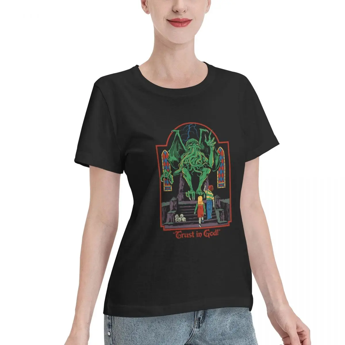 Multi Occasion Trust In God Oversized Women's T-shirt Sweet Slim Friendly Top