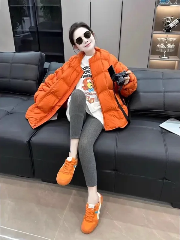 

Новинка 2026, модное корейское женское хлопковое джато, уникальное красивое зимнее пальто небольшого размера, свободное пальто с капюшоном на молнии