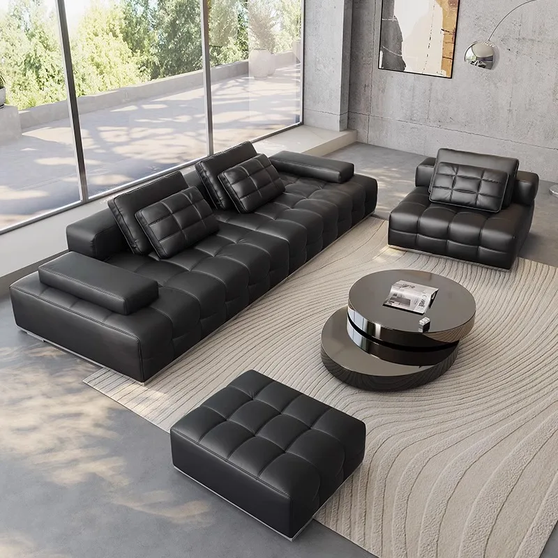 Sofa leather Straight row piano keys All leather