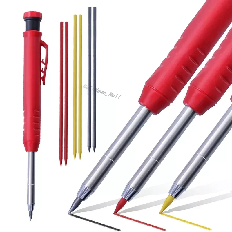 

Solid Carpenter Pencil Set Hole Mechanical Pencil Refill Construction Marker Marking Tool for Carpenter Scriber Woodworking Arch