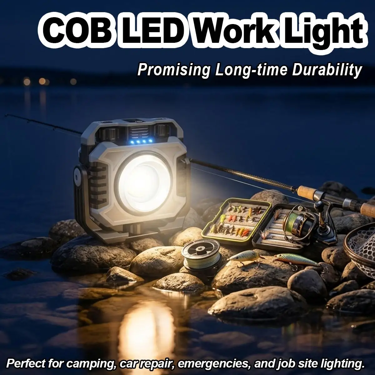 COB Work Light Double Light Source USB Rechargeable Foldable Torch Waterproof Portable Inspection Lamp Strong Magnetic Base Auto