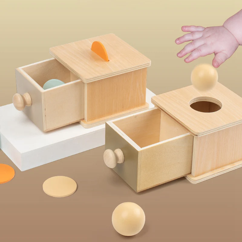 2PC Montessori Baby Toys Wooden Coin Ball Box Game Learning Early Education Preschool Training Teaching Kids Aids Toys