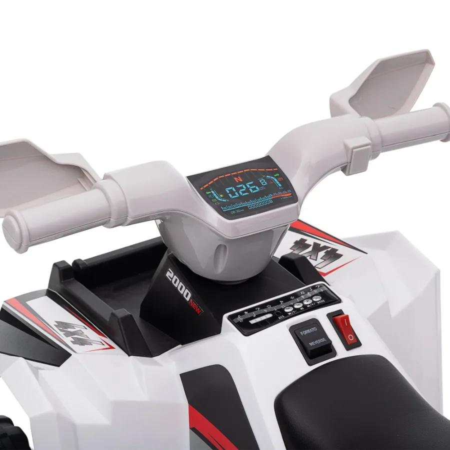 ATV Quad Car 6V FourWheeler para con función hacia adelante y hacia atrás Ruedas resistentes al desgaste para niños pequeños de 1836 meses Blanco