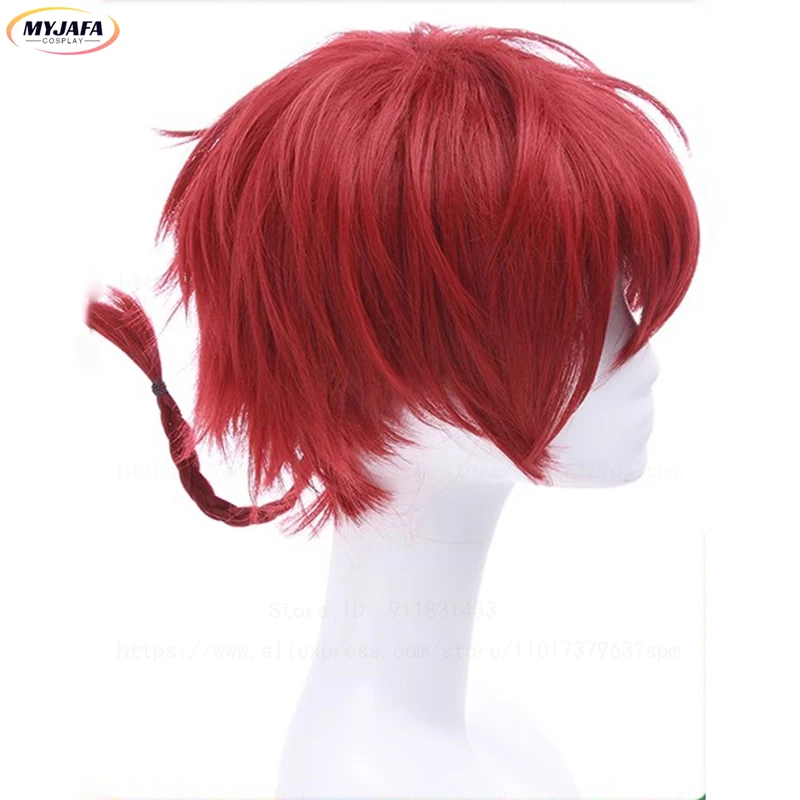 New Anime Ranma 1/2 Ranma Cosplay Wig Ranma Wig Black Red Braided Heat Resistant Synthetic Hair Party Role Play Wigs + Wig Cap