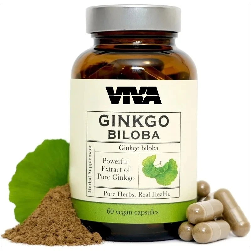 Herbal vegan capsules made from pure organic Ginkgo biloba leaf extract