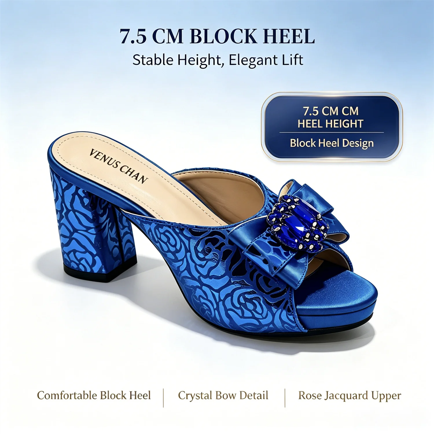 Conjunto de zapatos y bolso de mujer con encaje de satén morado de lujo, tacón de bloque con lazo de pedrería, sandalias abiertas, para bodas, fiestas y eventos nocturnos.