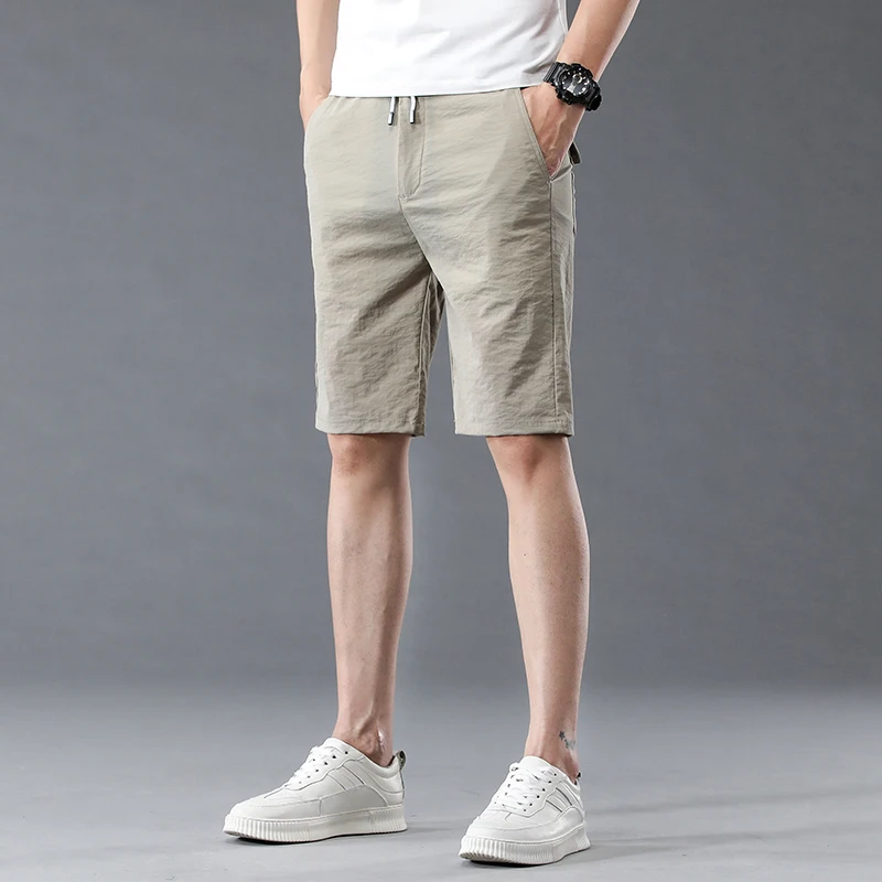 Shorts Men\'s Summer Thin Straight Quick-drying Breathable Loose Casual Beach Pants Knee-length Khaki Gray Male Short Pants