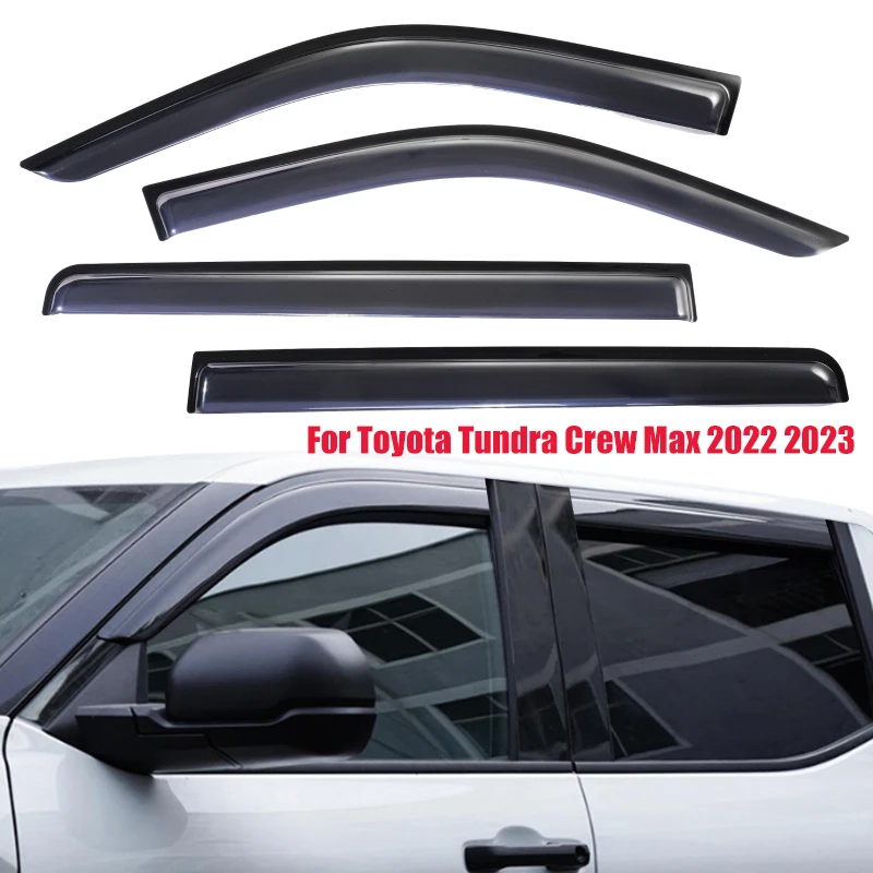 

4pcs/set Black Car Window Deflector Built-in Rain Shields for Toyota Tundra Crew Max 2022 2023