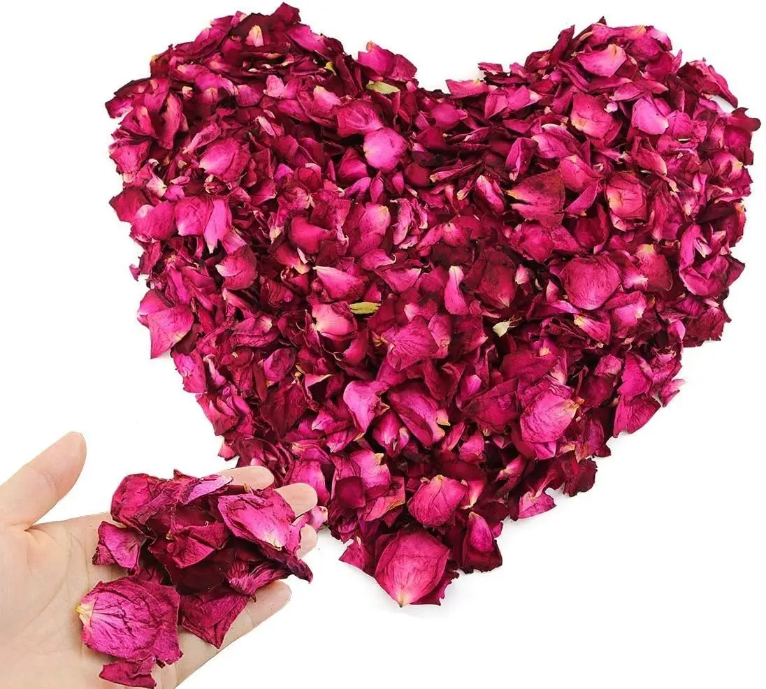 

Natural Real Dried Rose Petals 150g/5.3oz for Wedding Decoration, Bath, Confetti, Crafts, Romantic Atmosphere