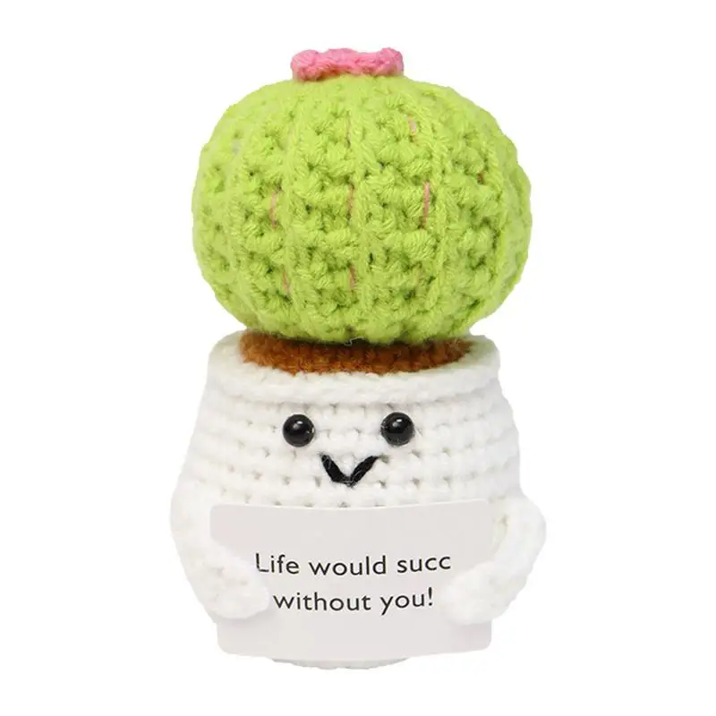 Positive Crochet Small Cactus Succulent Plants Capybara Emotional Support Toy Cartoon Funny Cute Encouragement Knitted Doll Toy