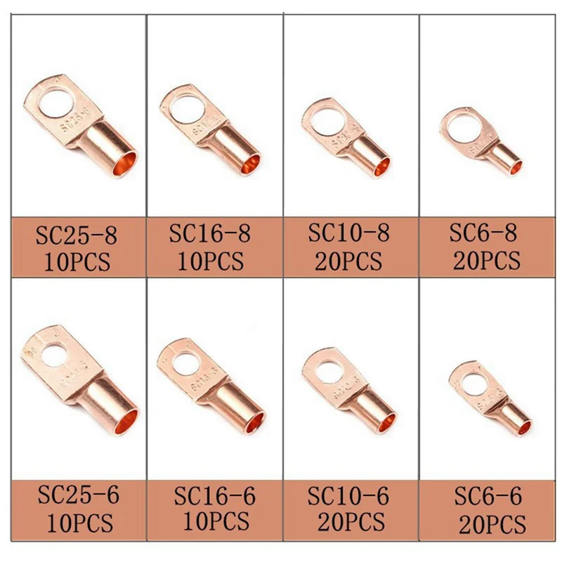ABRU-260Pcs Peeping Copper Tube Terminal 120Pcs SC Wiring Terminal 140Pcs Copper Nose Heat Shrink Tube Combination