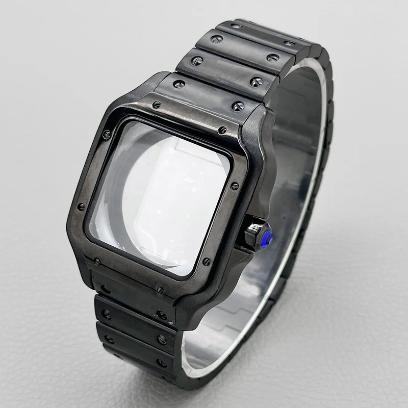 Customised 38mm Transparent Back Santo Case Strap Set NH35 Watch Case For 7S26 NH35 NH36 Movement 27.5mm Dial Men's Watch Case