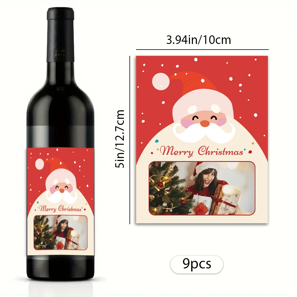 

9/18/27 шт. изготовленные на заказ рождественские этикетки для вина, водонепроницаемые наклейки, персонализированные украшения для вечеринок, праздничные этикетки для бутылок вина