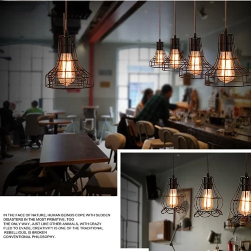 الرجعية الحديد الصناعية الفن قلادة ضوء غرفة الطعام مطعم المطبخ مصباح معلق لوفت خمر غرفة نوم بسيطة بار قلادة مصباح #4