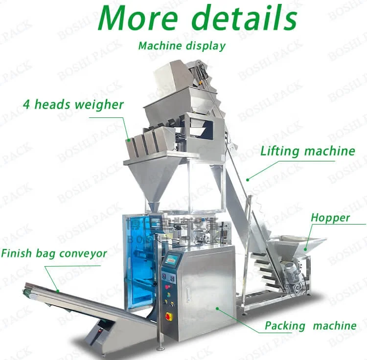 4 Heads Weigher Dry Raisin Bulk Packaging Machine Dried Pineapple mango Chips Cranberries Dried Fruit Packaging Machine