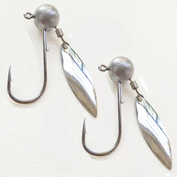 Round Ball Jig Head Fishing Hooks with Blade, Weedless Fishhook for Soft Worm Fishing, 3.5G, 5G, 7g, 10G, 5Pcs Lot
