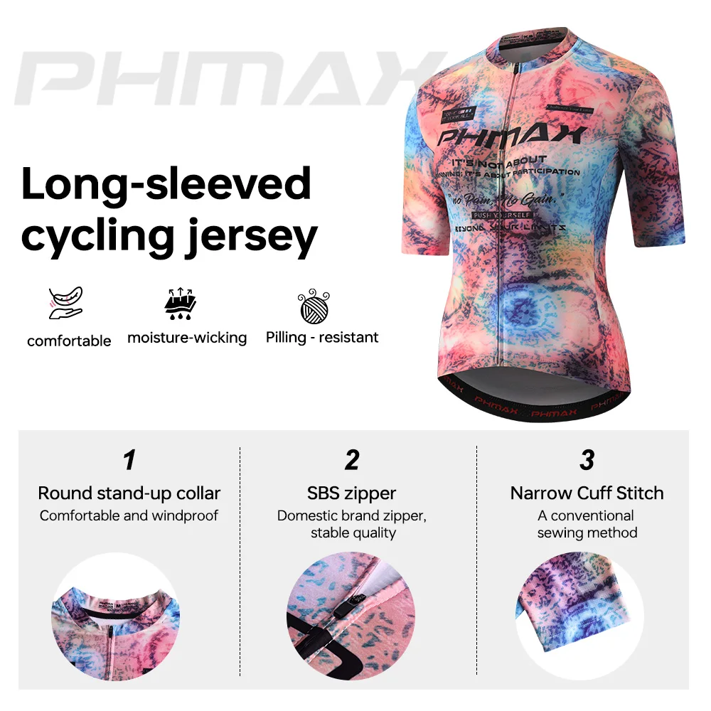 PHMAX Women's Cycling Jersey Summer Breathable Pro Short Sleeve Cycling Maillot Anti-UV SPF 50+ Mountain Road Cycling Clothing