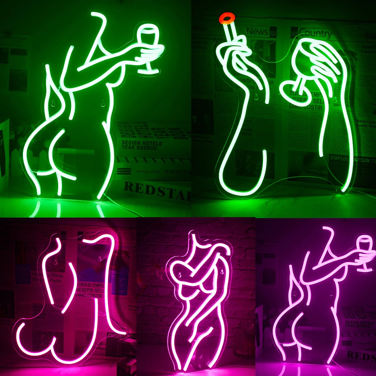 

Wanxing Smoking And Drinking Neon Signs For Room Wall Decor LED For Bedroom Light Neon Sexy Bar Party Pub BAR Hotel Decoration