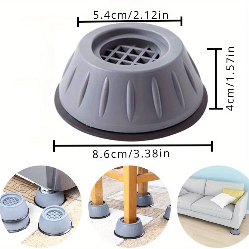 8 قطع/4 قطع من وسادات مضادة للاهتزاز للغسالة، رافعات قاعدة، أقدام ثلاجة مقاومة للرطوبة، أغطية ممتصة للصدمات