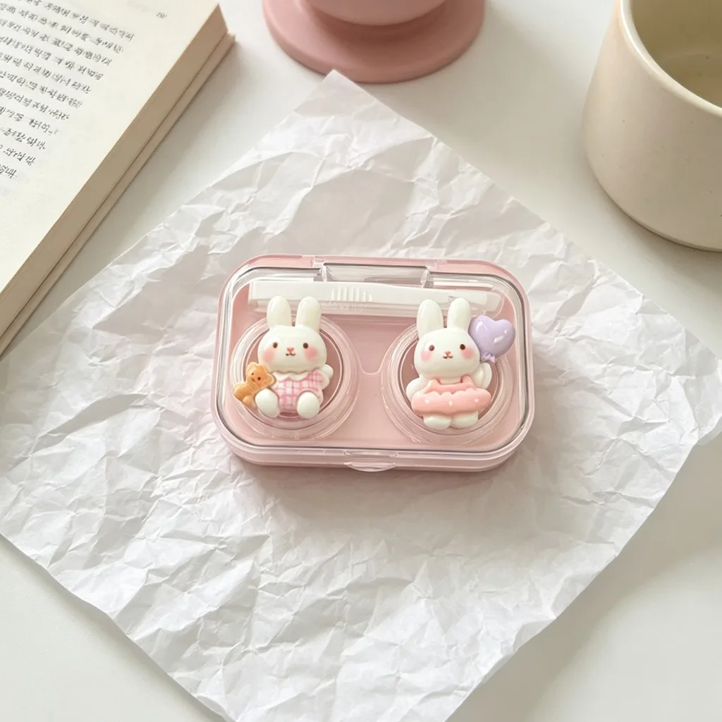 Double Compartment Storage Box  Mini Portable Lens Holder Contact Lens Case Multi-Colored Contact Lens Travel Case