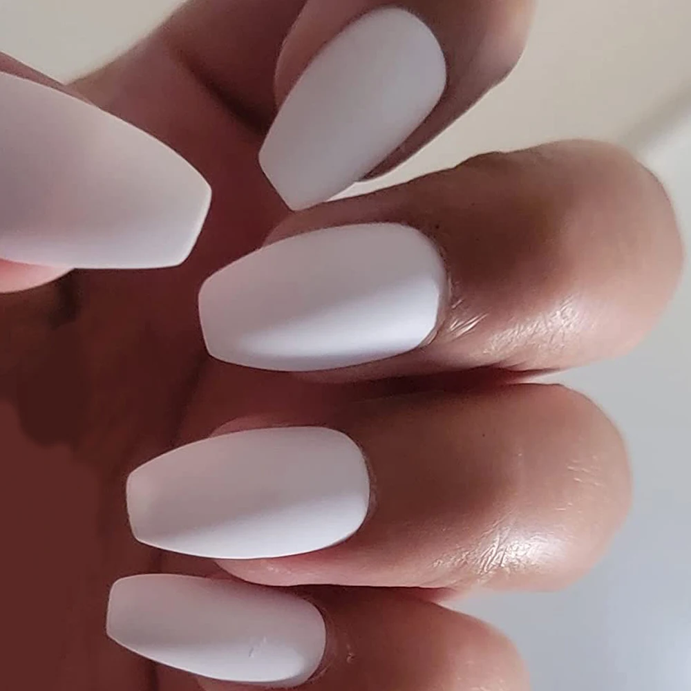 24 Stuks Ballerina Nagels Effen Matte Effen Nep Pers Op Nagels Witte Koreaanse Nagels Druk Op Nagels Koreaanse Pers Op Nagels Goedkope Nagels