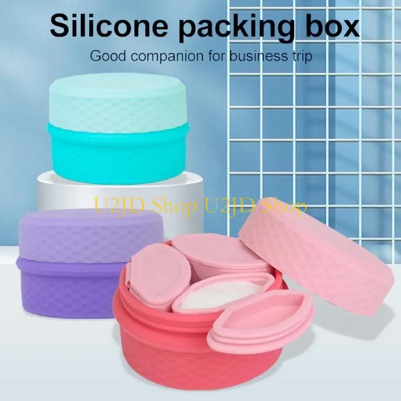 

U2JD Portable Compartment Storage Box Travel Containers Silicone Box