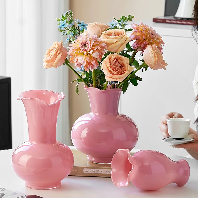 

HYS simple medieval retro glass vase ornament living room dining table insert simple light luxury decoration