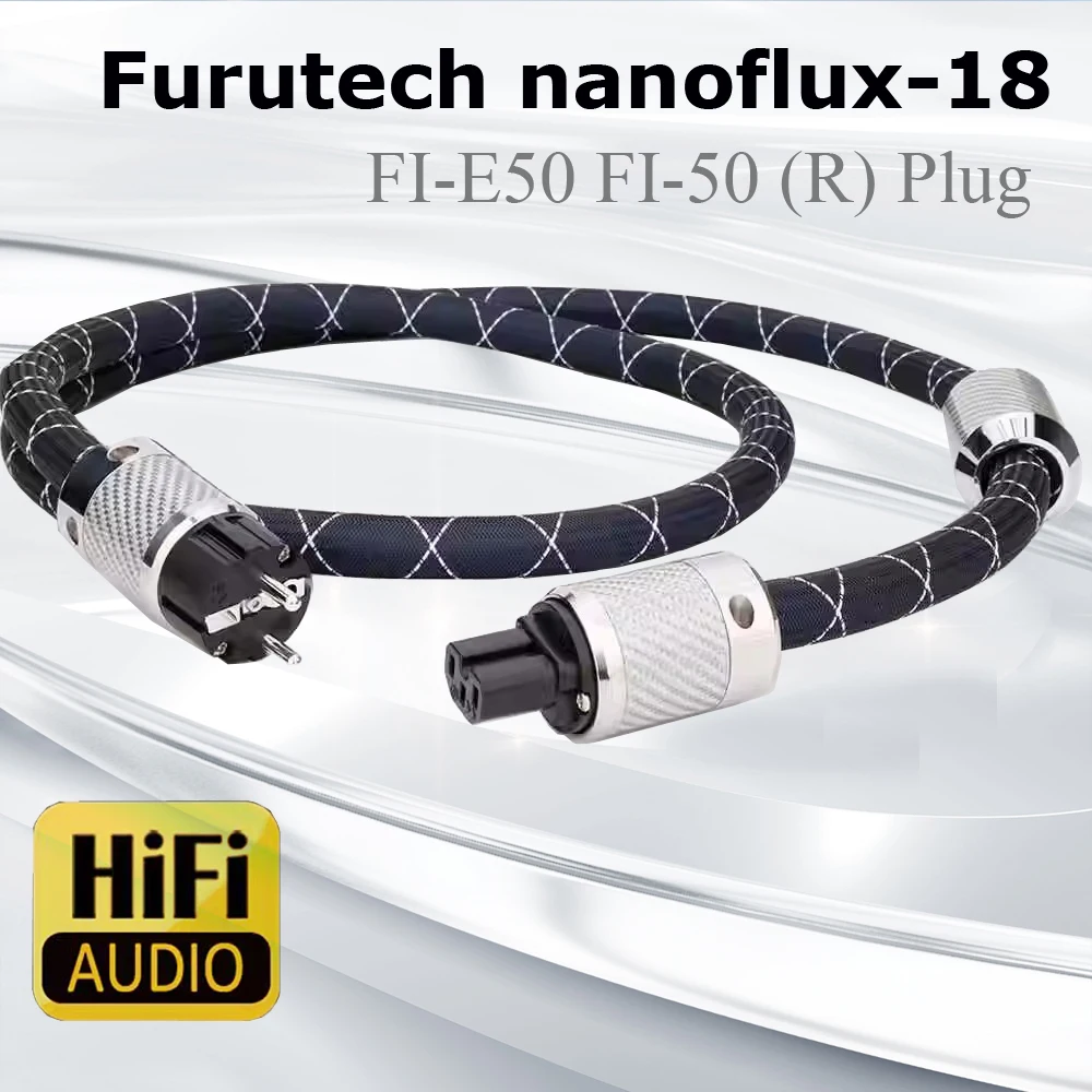 Furutech nanoflux-18 OCC Copper HiFi Schuko cable Rhodium Carbon Fiber fever EU AC power cable FI-E50 FI-50 (R) plug fever audio