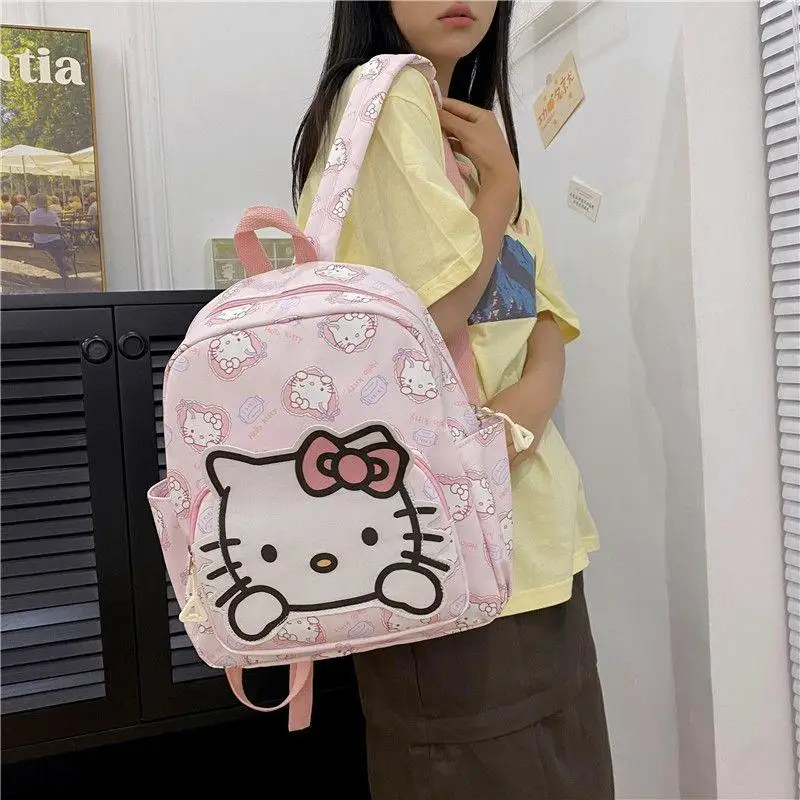 New Backpack Hello Kitty Hot Sanrio Girl Small School Bag Kawaii Kuromi My Melody Student Gift Leisure Lightweight Travel Bag ﻿