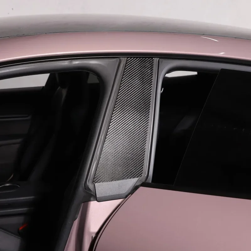 For Porsche Taycan 2019-2024 Carbon Fibre Car Windows B-pillar Cover Trim Strip Sticker Car Accessories