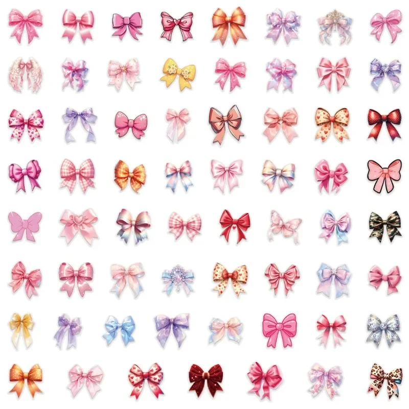 

10/60Pcs Multicolored Bow Stickers Waterproof Transparent Decoration Party Desktop Phone Case Bicycle Refrigerator Luggage Fun