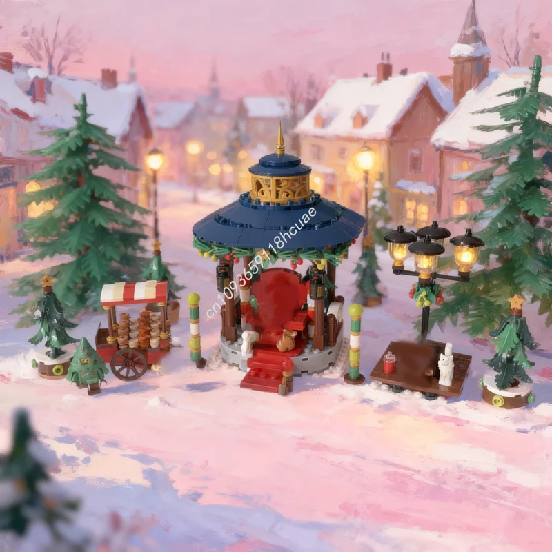 

671pcs MOC Seasonal Festival Santa S Gazebo Model Building Blocks Toy Festival Gifts Construction DIY Idea Education Brick