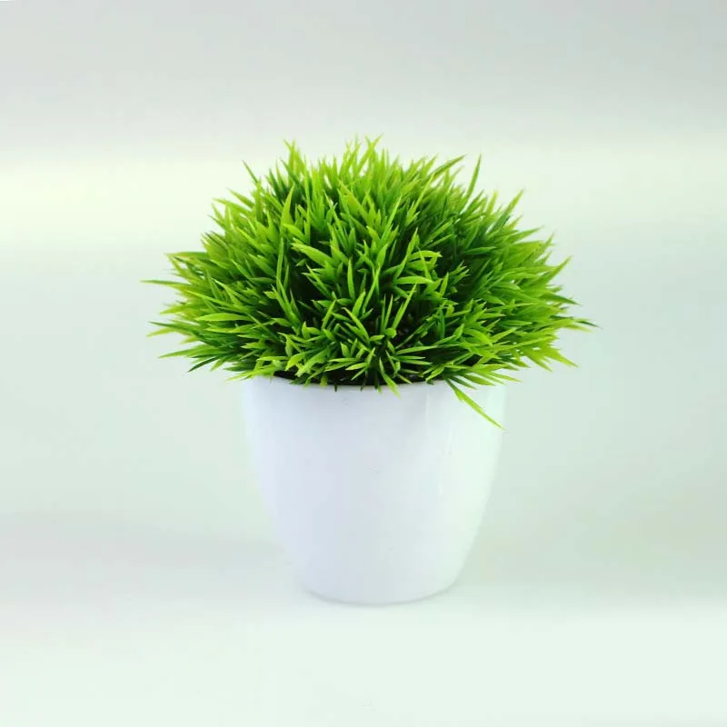 Artificial Plants Potted Green Bonsai Small Tree Grass Plants Pot Ornament Fake Flowers for Home Garden Decoration Wedding Party