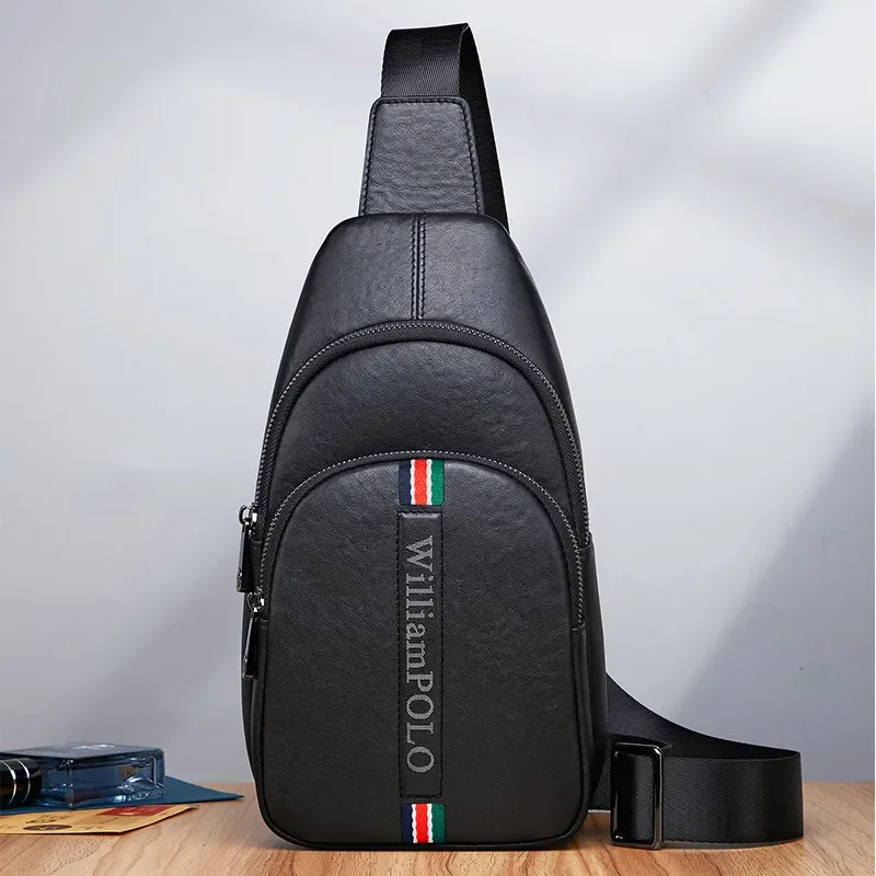 William-bolsa crossbody masculina, luxo, grande capacidade, preto, simples, multifuncional, bolsa de peito, para esportes ao ar livre, novo