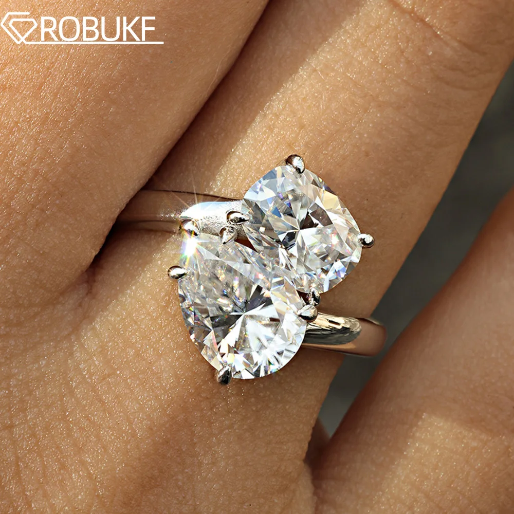 4cttw البيضاوي والكمثرى قطع مويسانيتي خاتم الخطوبة للنساء مختبر الماس S925 الفضة 18K الذهب الأبيض مطلي مجوهرات الزفاف الفرقة