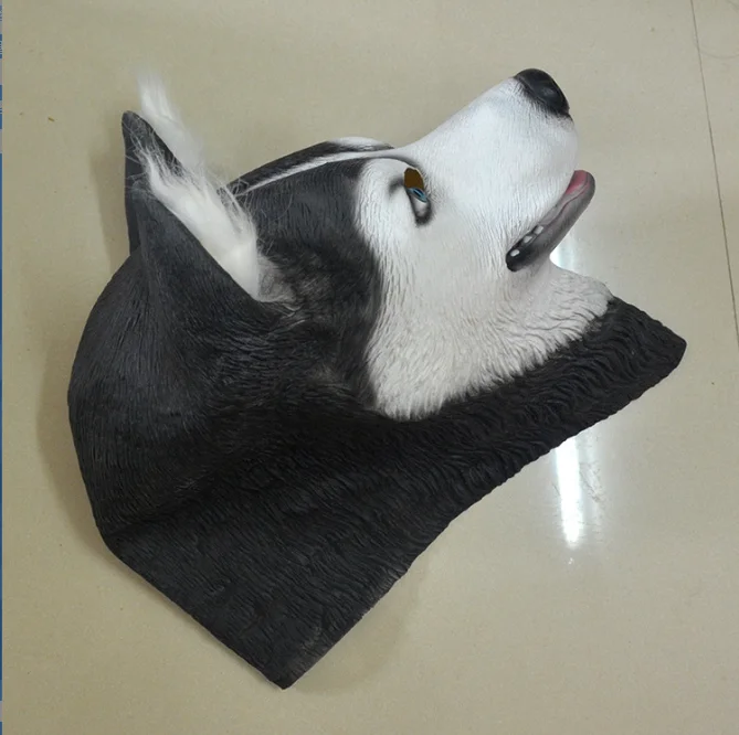 Latex Animal Dog Head Mask Siberian Husky Dog Mask Halloween Fancy Dress Party Costume Props