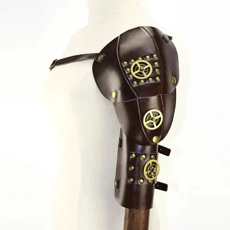 (#^.^#) 2026 New Steampunk Arm Guard Retro Gear Mechanical Medieval Cyberpunk Leather Shoulder Armor Archer Shield Pr →_→LOOK ME - view 4