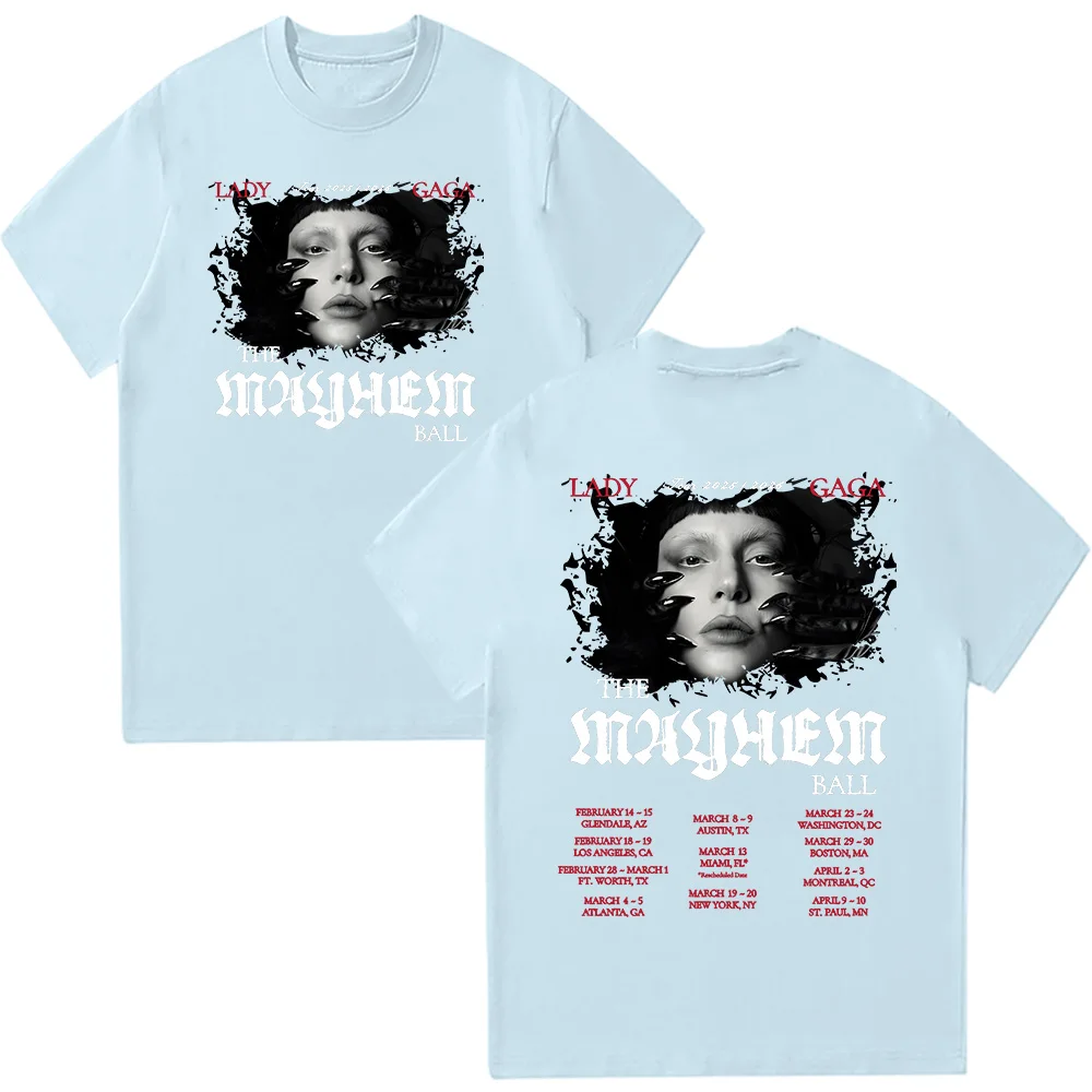 Lady gaga the mayhem ball camisetas femininas o-pescoço manga