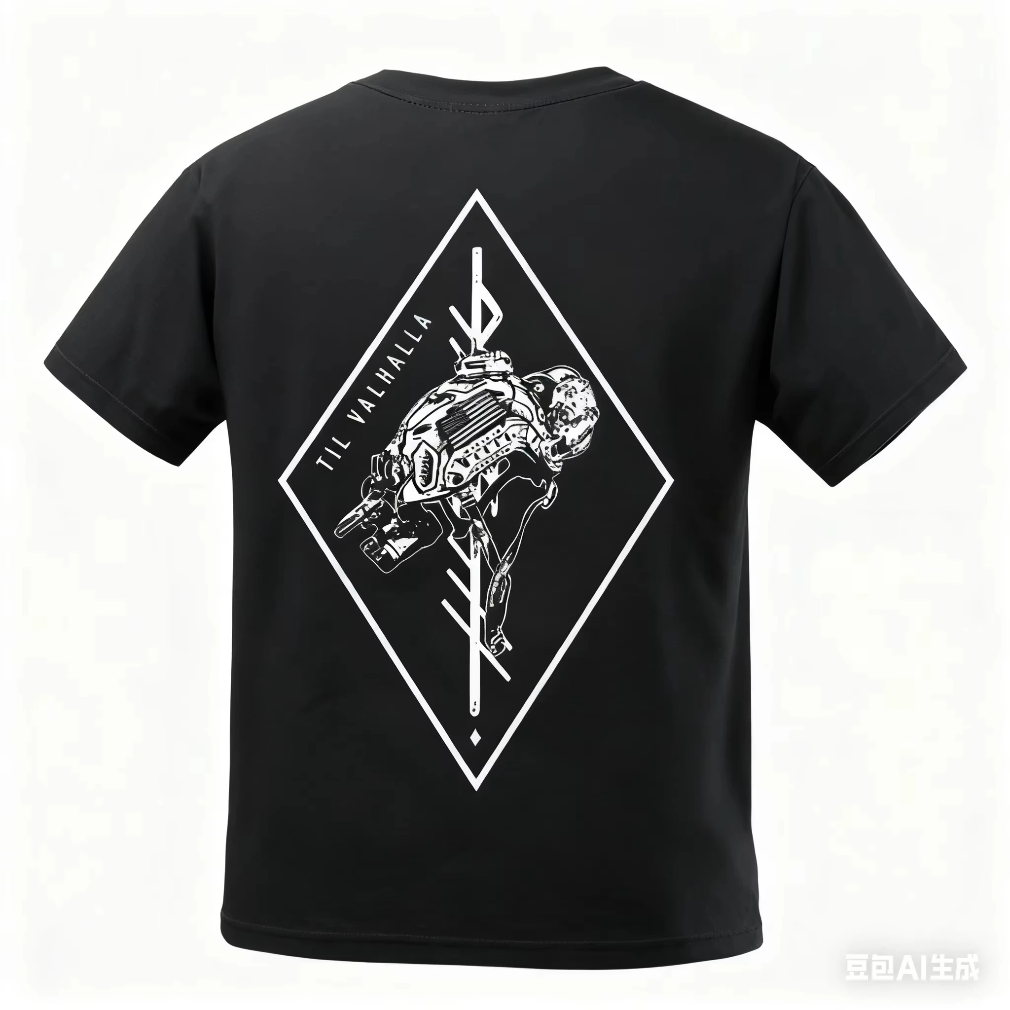 2026 Summer New Products Military Style Tough Guy Style - Checkered Tactical Helmet Style Round-neck Short-sleeved T-shirt