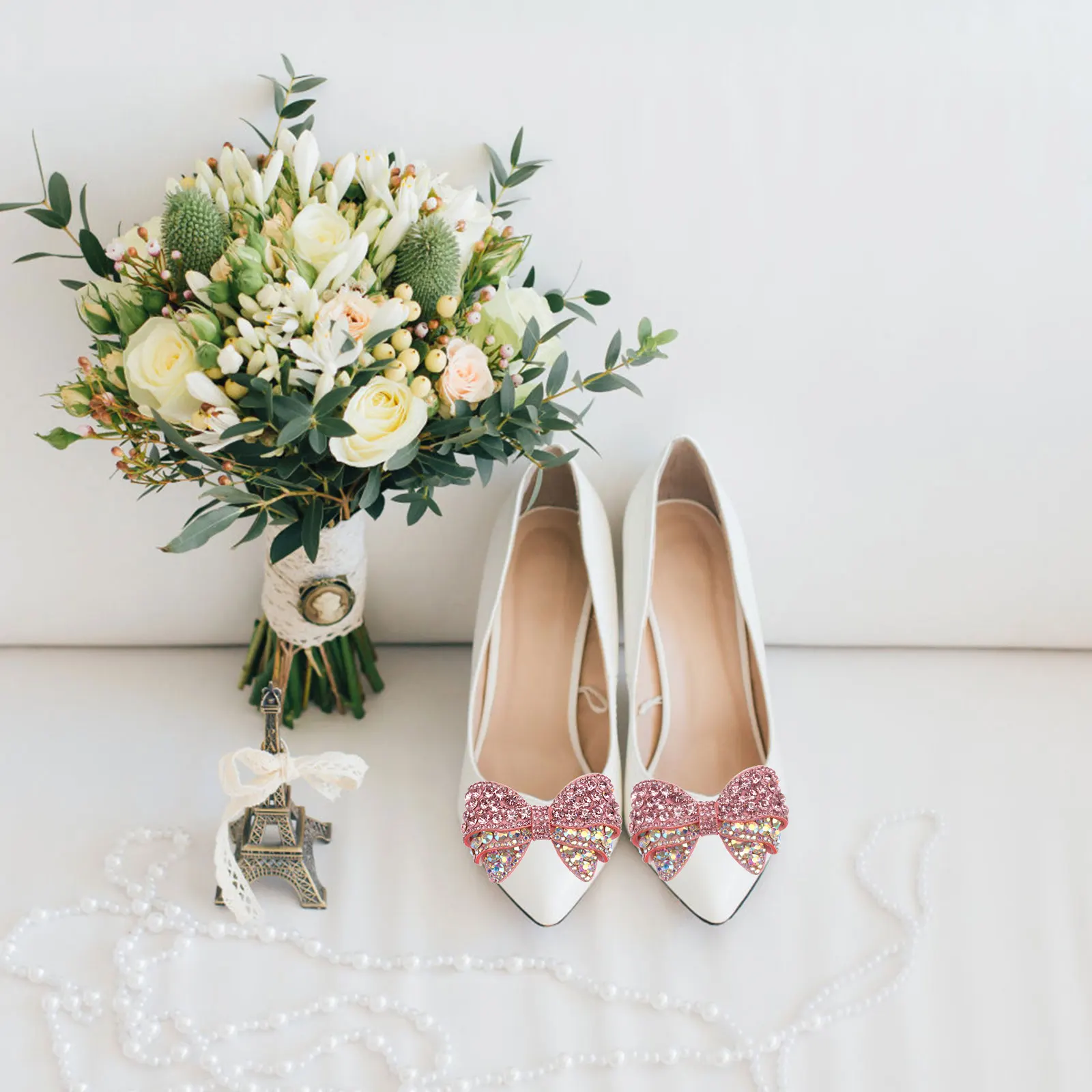 

Bow Shoe Flower Decorations for Weddings Shoecharms Bowknot Clip Embellishments Women Shoes Accessories Small Rhinestones