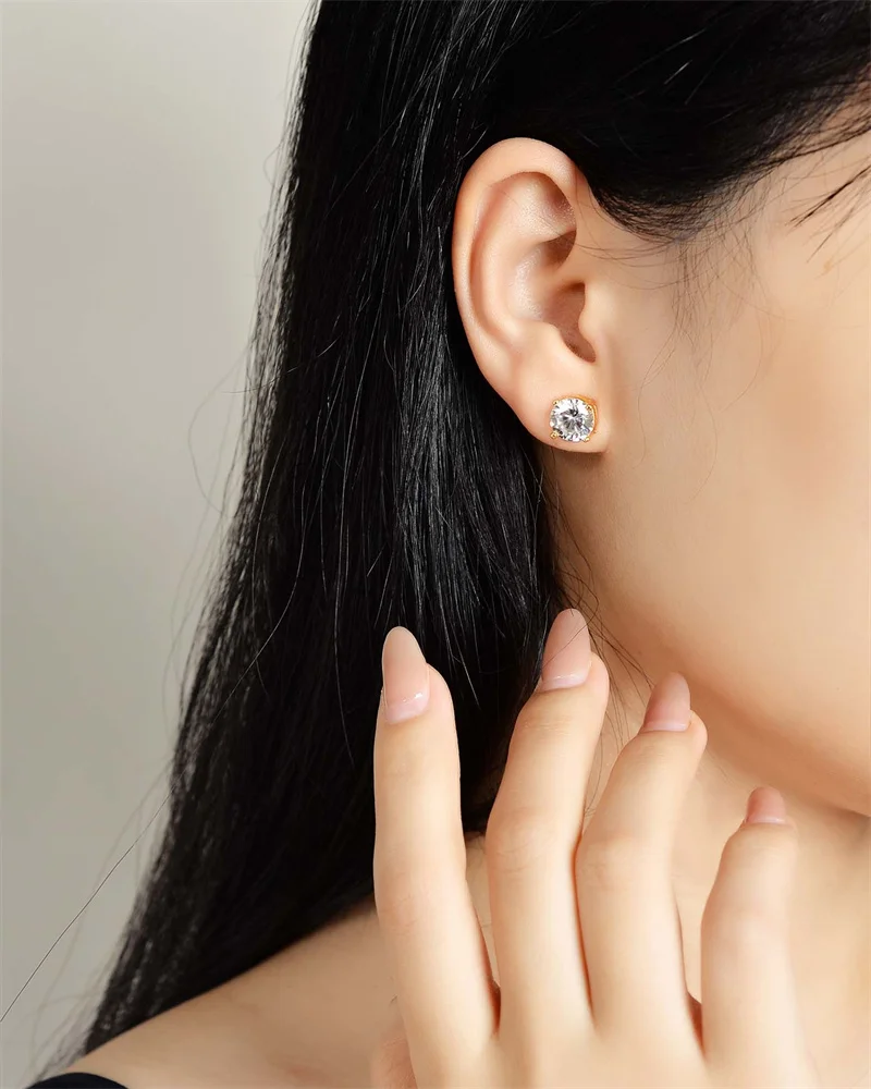 

GRA 100% Real Sterling Silver With Certificates Moissanite 4 prong Earrings D Color Stud For Women Top Quality Wedding Jewelry