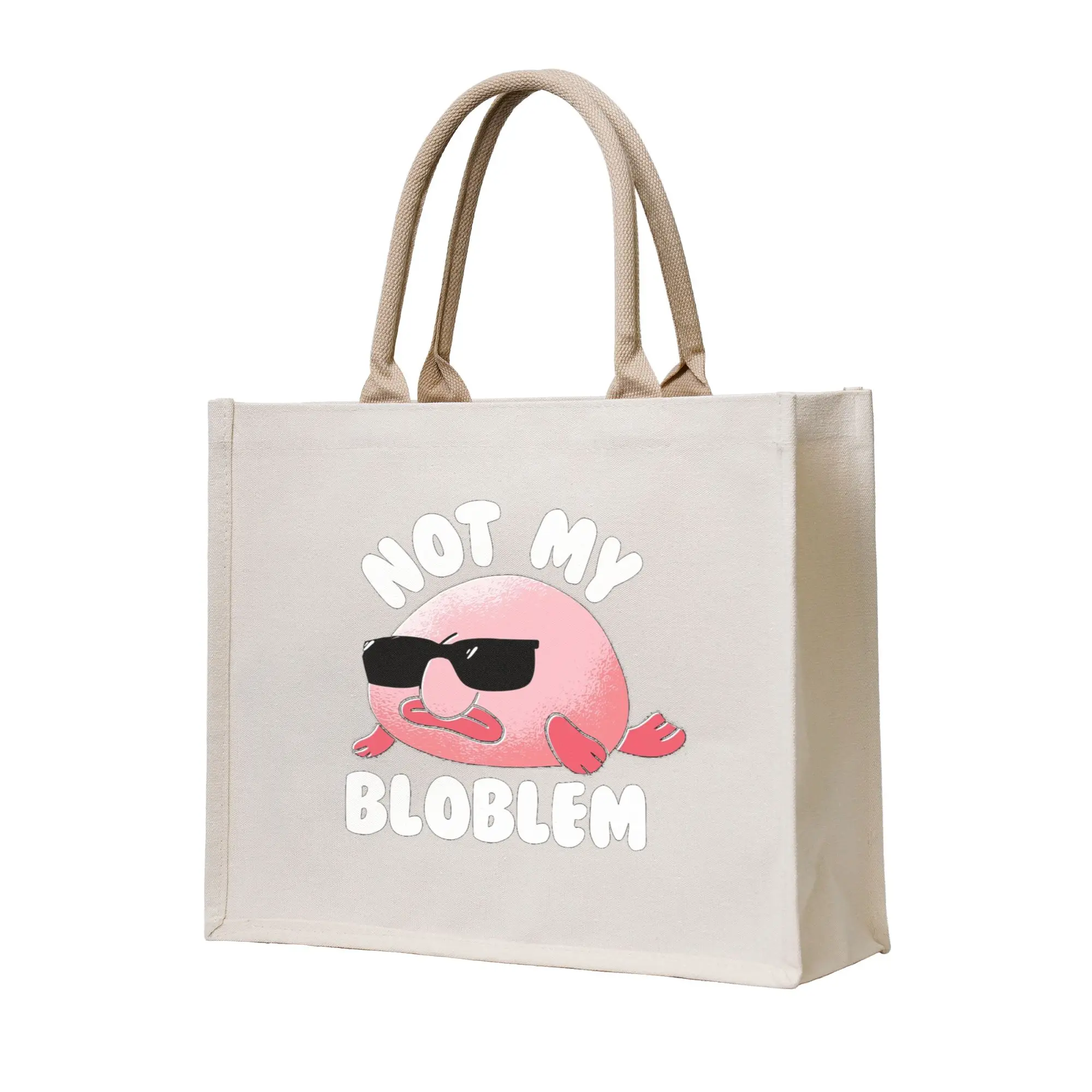 

Сумка-шоппер из холщовой ткани с принтом Blobfish Not My Bloblem Not My Problem, многоразовая, для женщин, на плечо, дорожная сумка-тоут