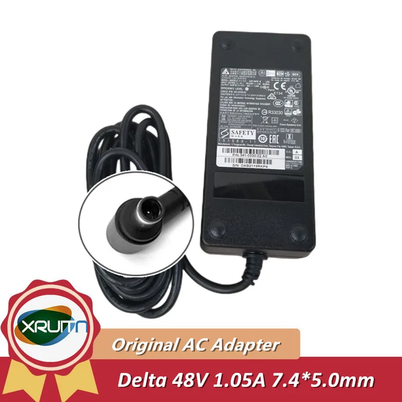 Genuine DELTA ADP-50FR B 48V 1.05A 50W AC Adapter Charger For CISCO CP-PWR-CUBE4 8900 9900 8945 9951 IP PHONE Power Supply Used