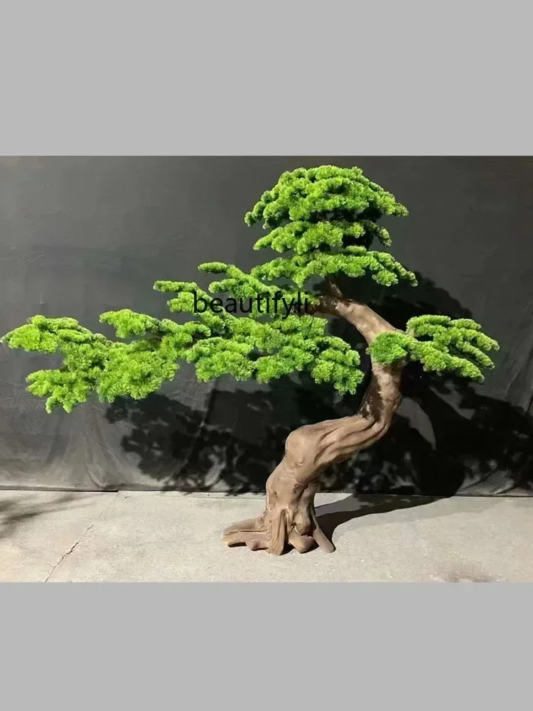 

A17 Simulation Pine Shape Fake Trees Solid Wood Root Carving Hotel Window Store and Other Landscape Landscaping Decoration