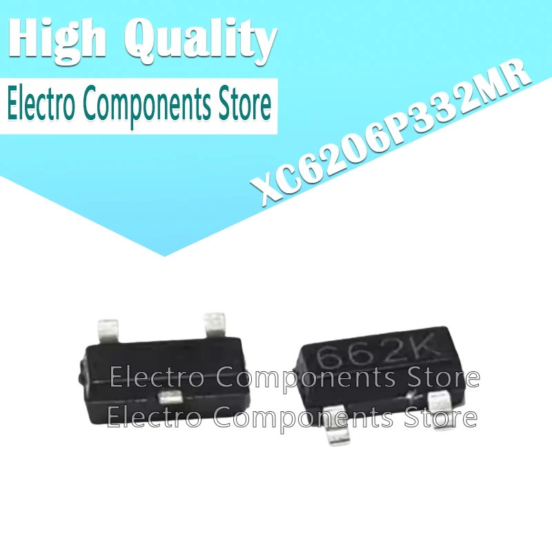 50PCS XC6206P332MR 3.3V (Marking 662K) 662K SOT23 Low Dropout Linear Regulator