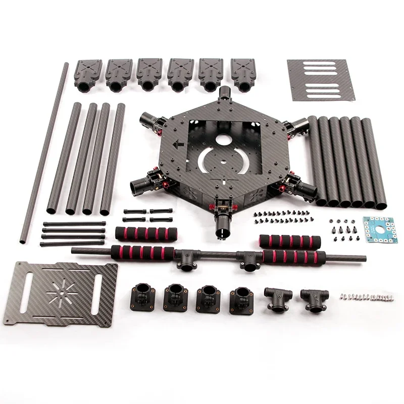 LX850/zd850 Fibra de carbono completa 850 mm Hexa-Rotor Marco Brazo plegable Kit de marco de hexacóptero con tren de aterrizaje flotante para FPV