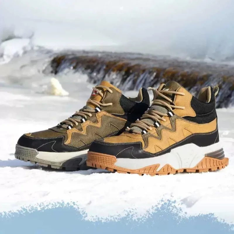 Russian Outdoor Cold-Weather Protection Men Wool Snow Boots Fleece-Lined Thickened Warm Plus-Size Plush Winter Cotton Shoes