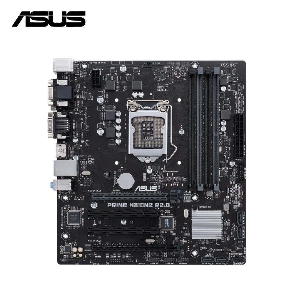 ASUS PRIME H310M2 R2.0 인텔 H310 마더보드, LGA 1151 8 세대 9 세대 소켓 지원, i3 9100 9300 9350K 4 RAM 슬롯, 최대 64GB DDR4